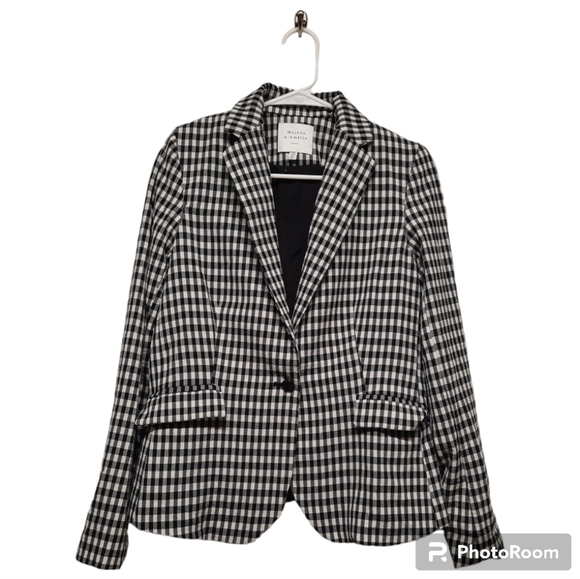 Maison D'Amelie Women's Blazer Checkered Black White Size Small - Picture 1 of 7